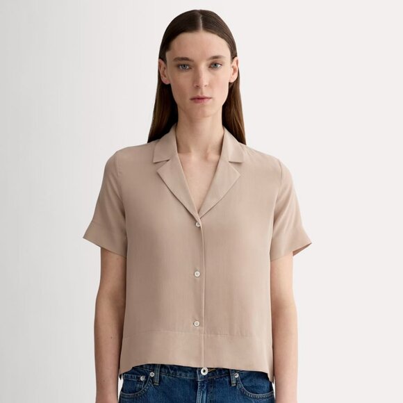 Everlane Tops - Everlane Women's Notch Shirt in Washable Silk Blouse in Burnt Sugar, Size 4